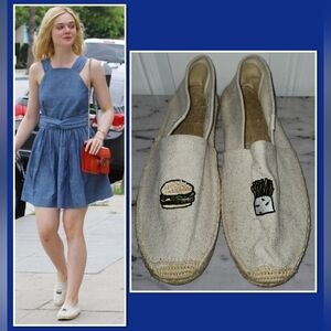SOLUDOS X JASON PILAN slip-on espadrilles HAMBURGER & FRIES  size 10